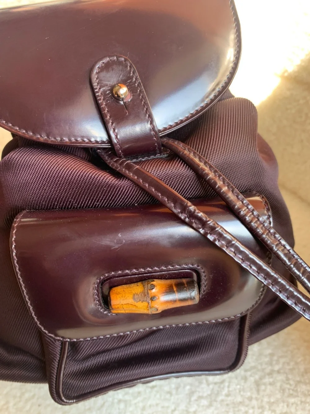 Gucci Bamboo mini Backpack Nylon/Leather